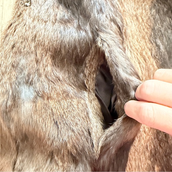 LUXURIOUS GORGEOUS Women’s Brown Rabbit Fur Coat Jacket Size M / L VINTAGE - Picture 4 of 9